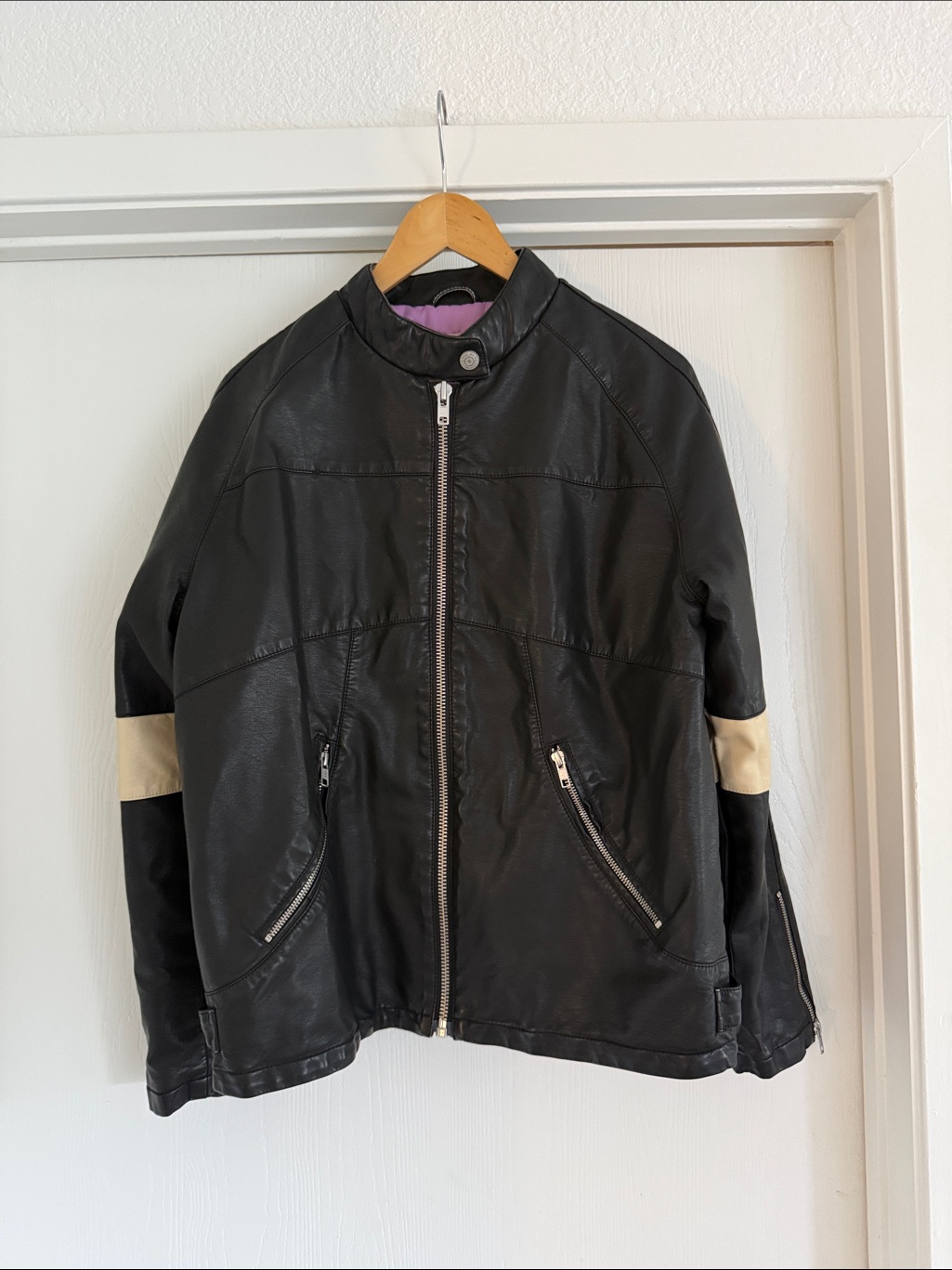 Euc Free People We The Free Ryder Sport Moto Vegan Leather Jacket Small In Black